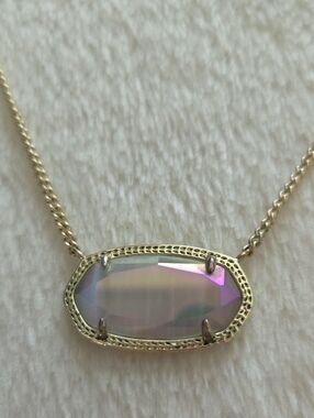 Kendra Scott Dylan Necklace Iridescent Slate Grey and Gold